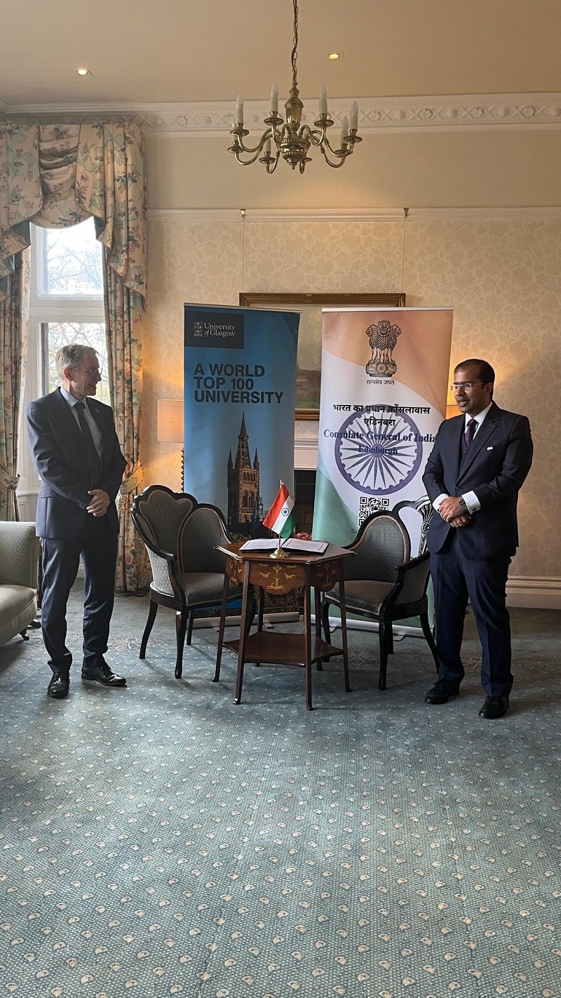 An MoU was signed between the Indian Council for Cultural Relations (ICCR) & the University of Glasgow on the establishment of the ICCR Chair of Indian Studies.