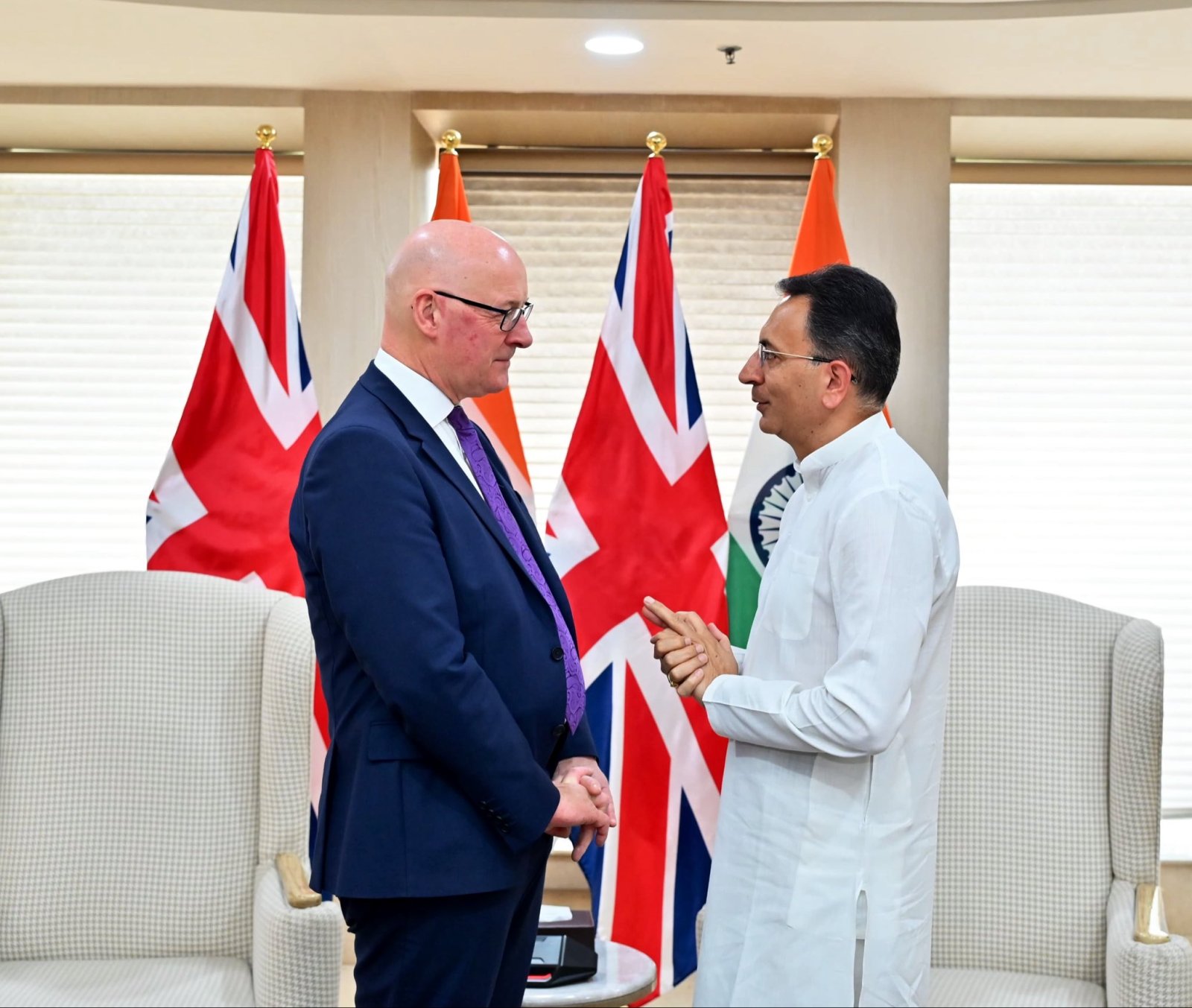 Union Minister of State for Commerce & Industry Shri. Jitin Prasada met Scotland’s First Minister Rt. Hon. John Swinney in New Delhi.