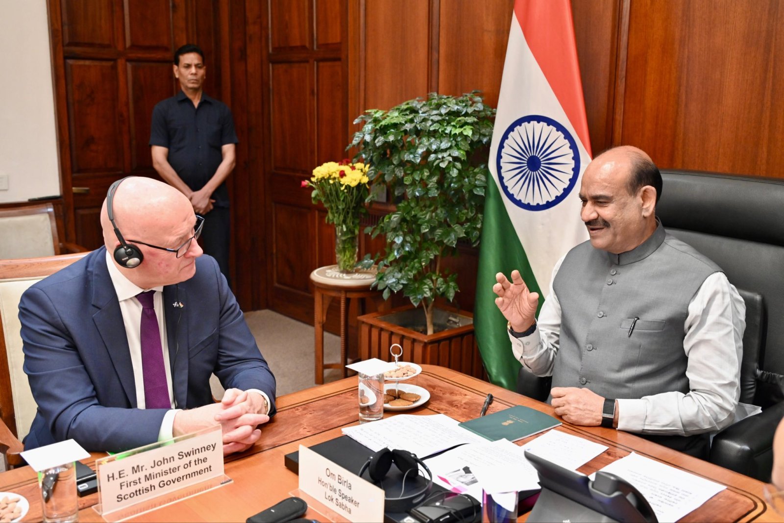 Speaker of the Lok Sabha, Shri Om Birla, met Scotland’s First Minister, Rt Hon John Swinney , at Parliament House.