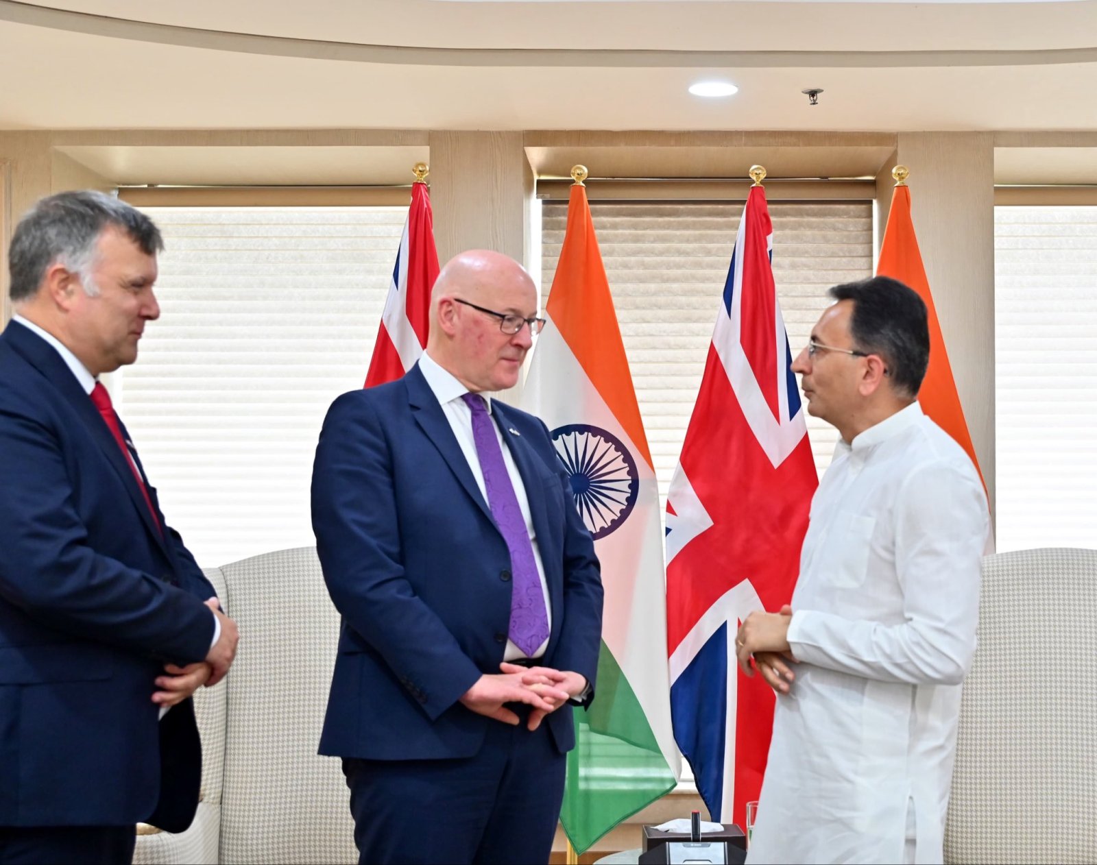 Union Minister of State for Commerce & Industry Shri. Jitin Prasada met Scotland’s First Minister Rt. Hon. John Swinney in New Delhi.