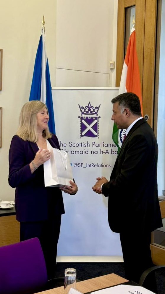 High Commissioner of India Shri. VIkram Doraiswami met Ms. Alison Johnstone, MSP, Presiding Officer, The Scottish Parliament.