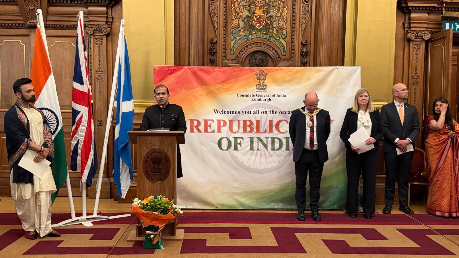 The 77th Republic Day Reception was hosted by the Consulate General of India, Edinburgh at the City Chambers