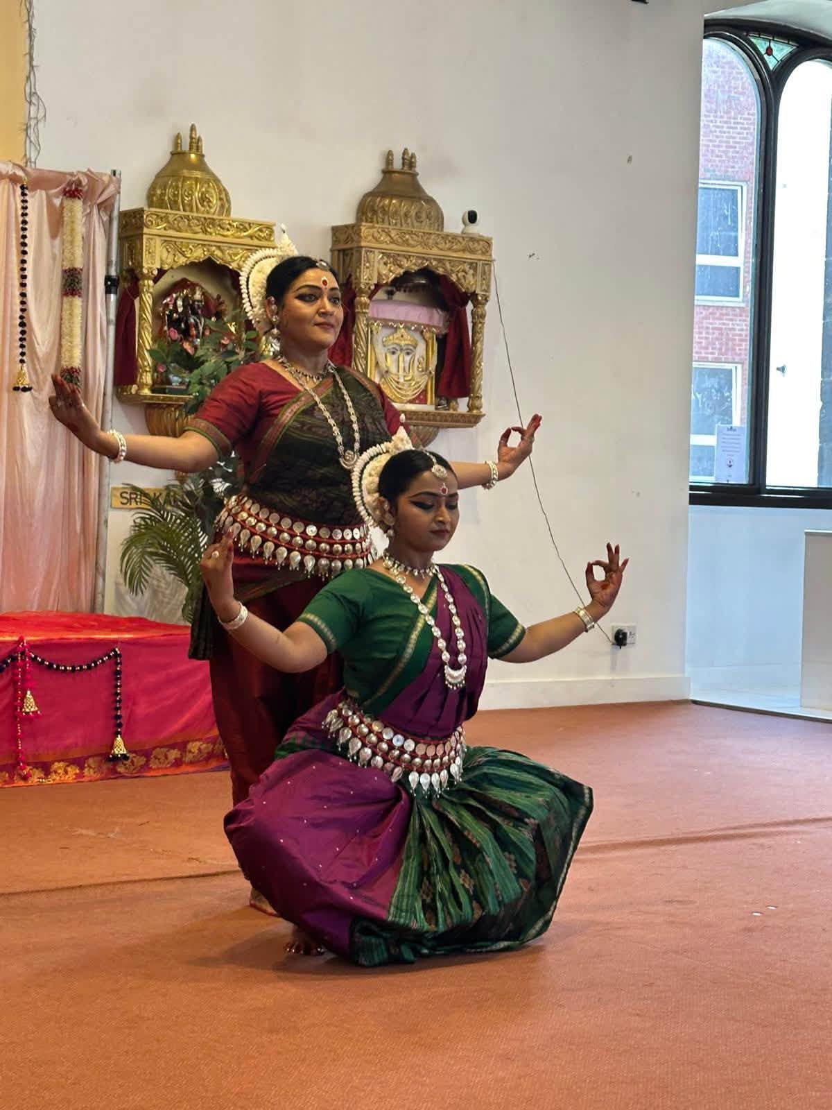 Odissi classical dance performance by Guru Vidushi Kavita Dwibedi and her disciple Shilpi Dhara at the Edinburgh Hindu Mandir & Cultural Centre