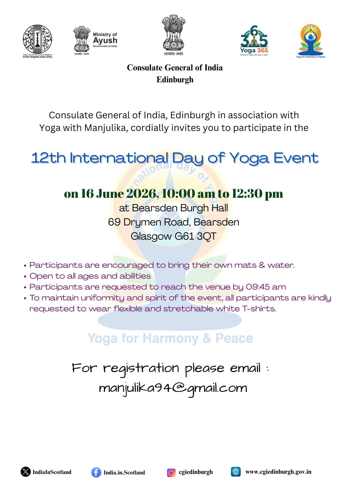 IDY 2026 - Yoga with Manjulika, Glasgow