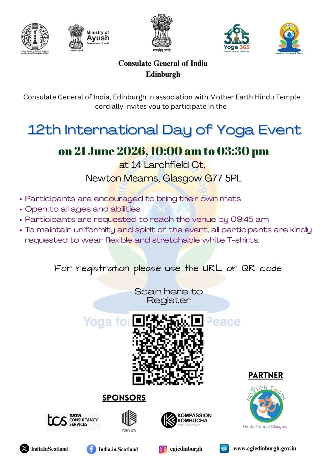 IDY 2026 - Mother Earth Hindu Temple, Glasgow