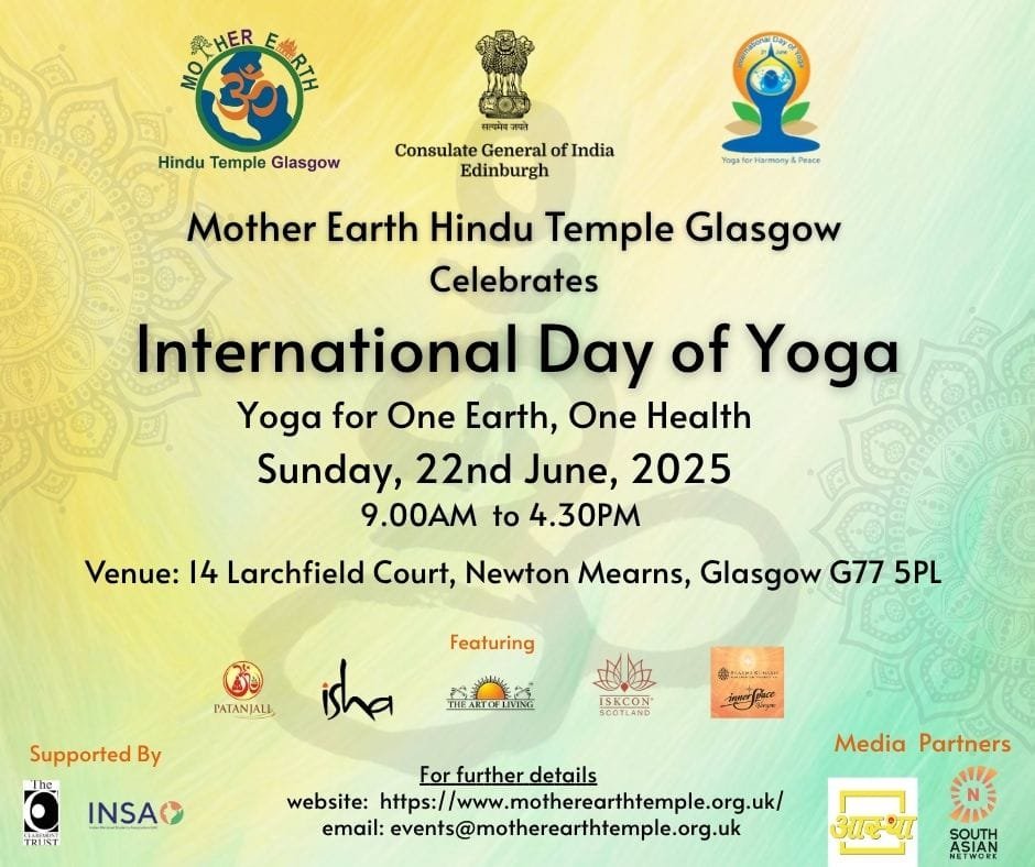11th International Day of Yoga celebration at Mother Earth Hindu Temple, Glasgow