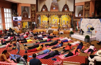 8th International Day of Yoga celebration at Glasgow Hindu Mandir