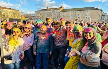 Holi celebration in Glasgow
